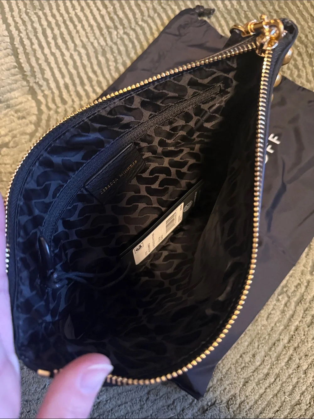 Rebecca Minkoff Black Pebbled Leather Studded Wristlet - Picture 5 of 5